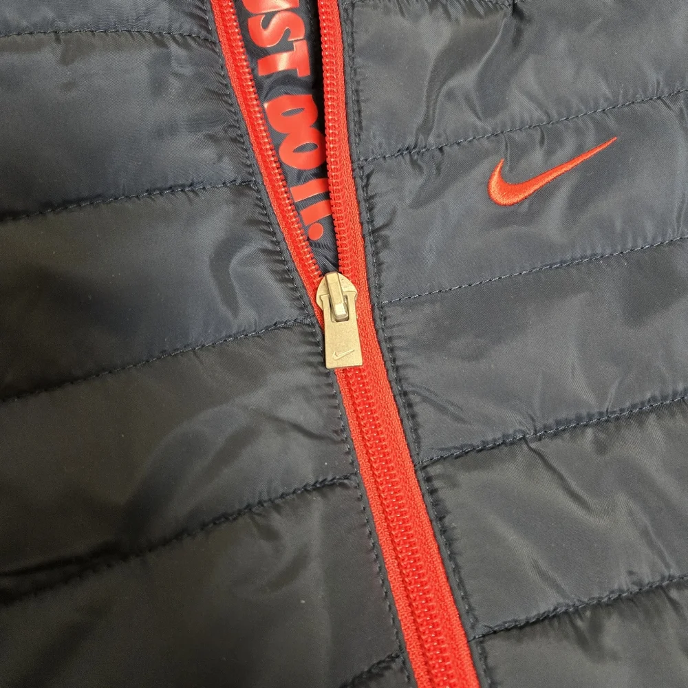 Nike Toddler Boys Puffer Hooded‎ Jacket Size 2T Full Zip Navy &  Red